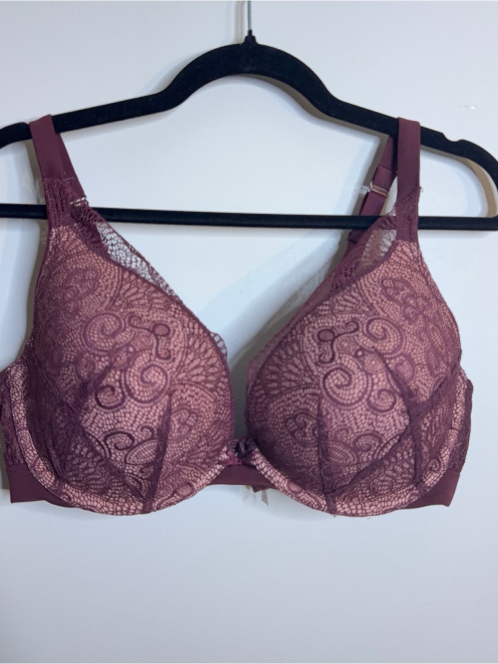 Lace Underwire Bra in Deep Mauve/burgundy